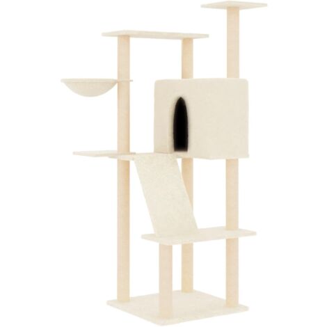 Rascador para gatos con postes de sisal color crema 143 cm vidaXL