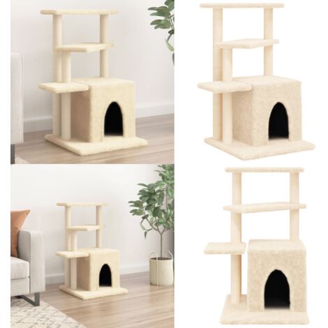 Rascador para gatos con postes de sisal color crema 83,5 cm - Poste de sisal - Gato