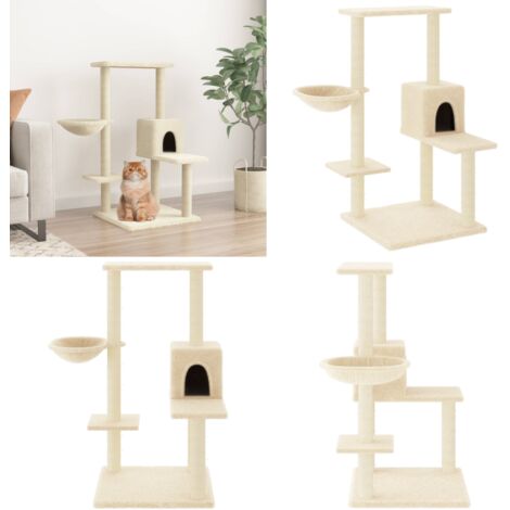 Rascador para gatos con postes de sisal color crema 95 cm - Postes de sisal - Gato arañador