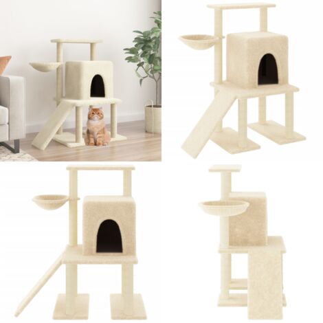 Rascador para gatos con postes de sisal color crema 96,5 cm - Postes de sisal - Juego de rascadores