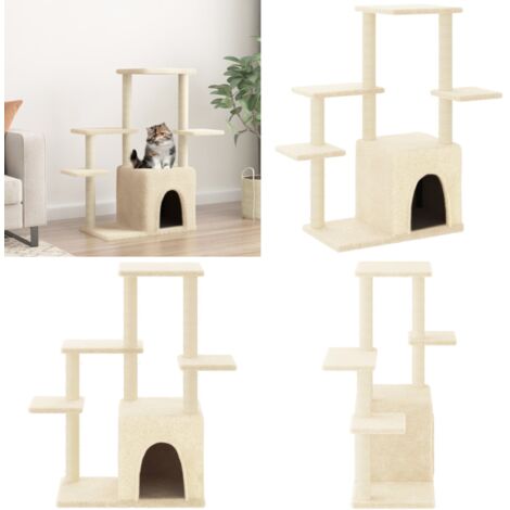 Rascador para gatos con postes de sisal color crema 97,5 cm - Poste de sisal - Juego de rascadores para gatos