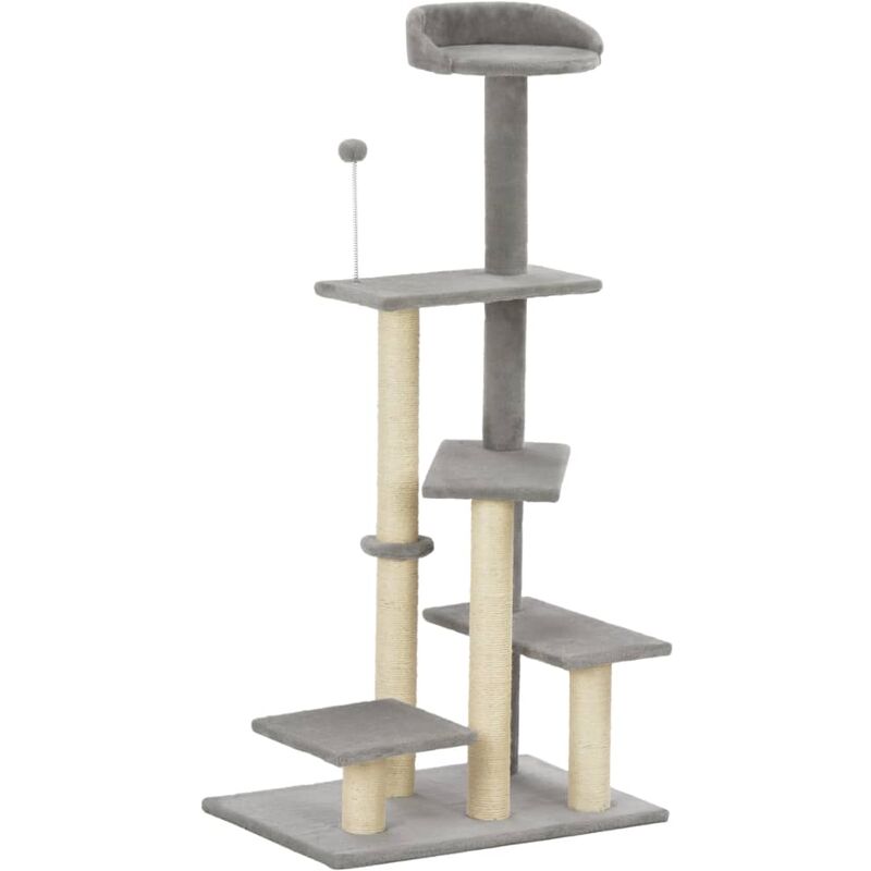 

Rascador para gatos con postes de sisal gris 125 cm