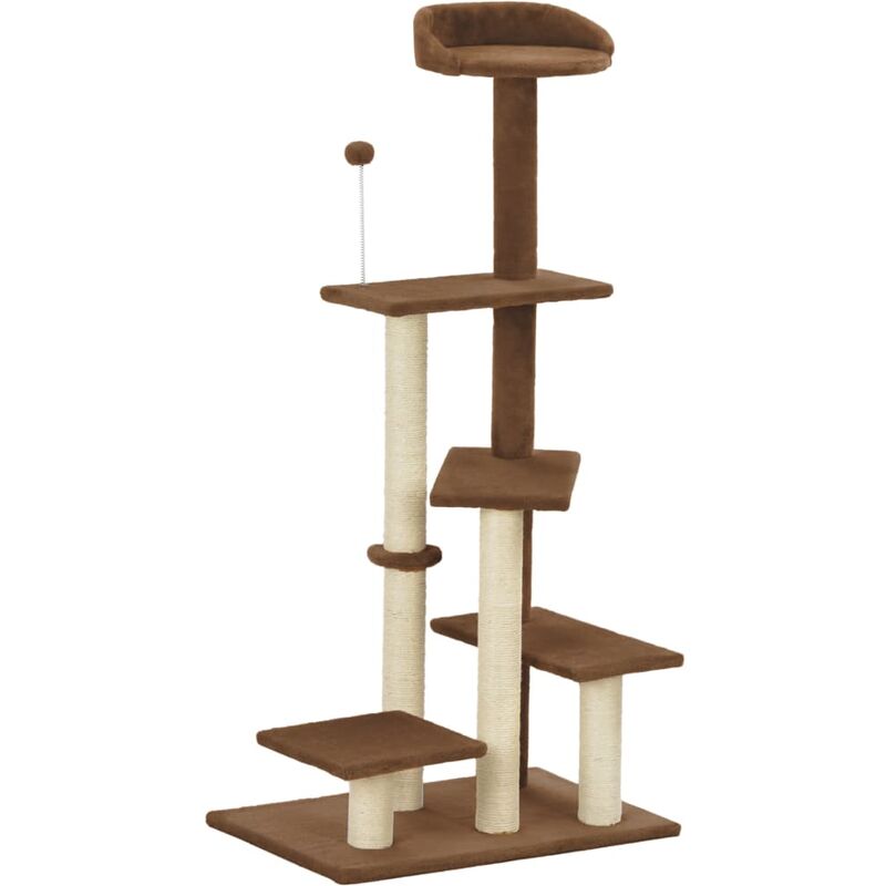 

vidaXL Rascador para gatos con postes de sisal marrón 125 cm - Marrón