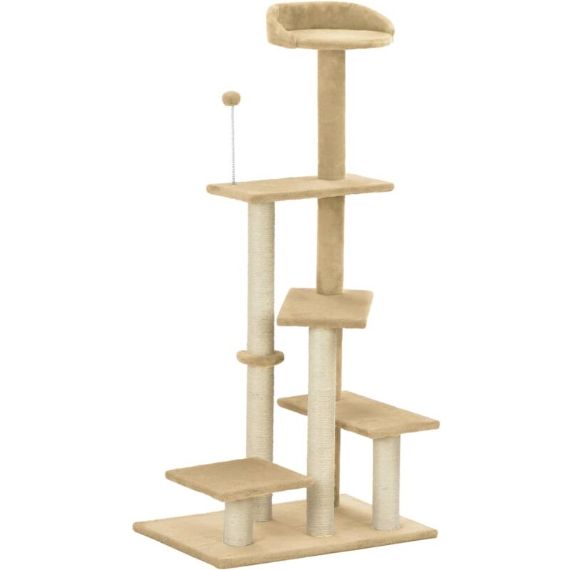 

vidaXL Rascador para gatos con postes de sisal beige 125 cm - Beige