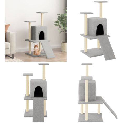 Rascador para gatos con postes de sisal gris claro 110 cm - Postes de sisal - Juego de rascadores para gatos