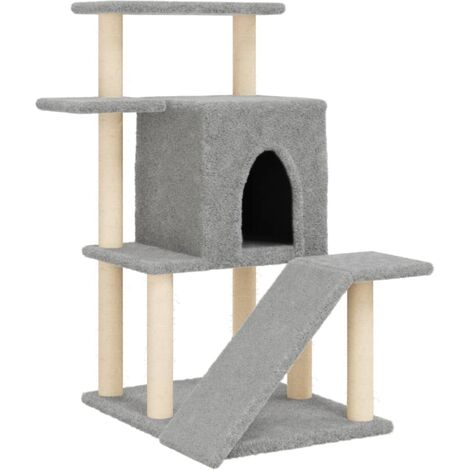 Rascador para gatos con postes de sisal gris claro 97 cm vidaXL