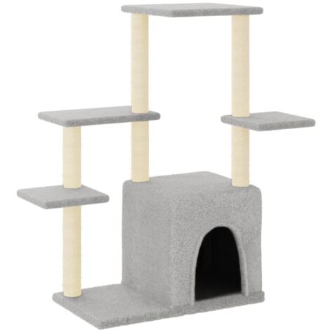 Rascador para gatos con postes de sisal gris claro 97,5 cm vidaXL
