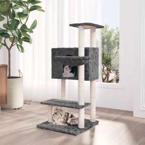Rascador para gatos con postes de sisal gris oscuro 108,5 cm vidaXL