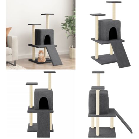 Rascador para gatos con postes de sisal gris oscuro 110 cm - Postes de sisal - Juego de rascadores