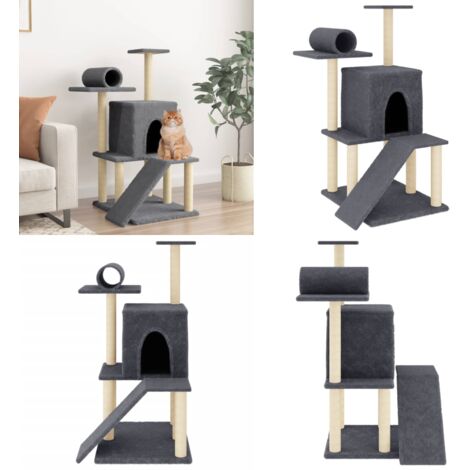 Rascador para gatos con postes de sisal gris oscuro 110,5 cm - Postes de sisal - Juego de rascador para gatos