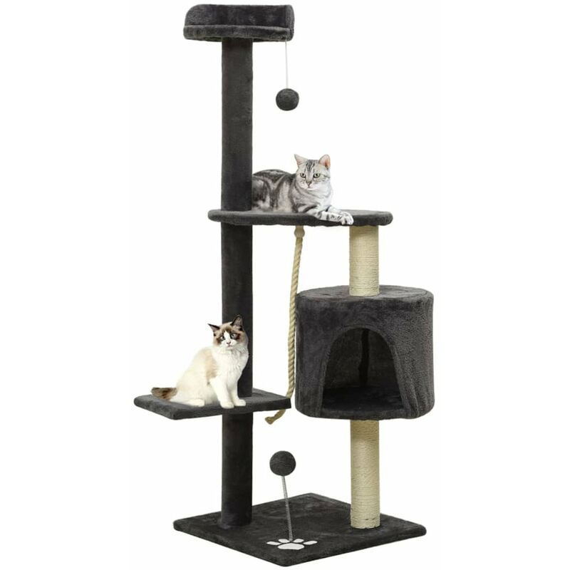 

Rascador para gatos con postes de sisal gris oscuro 120 cm