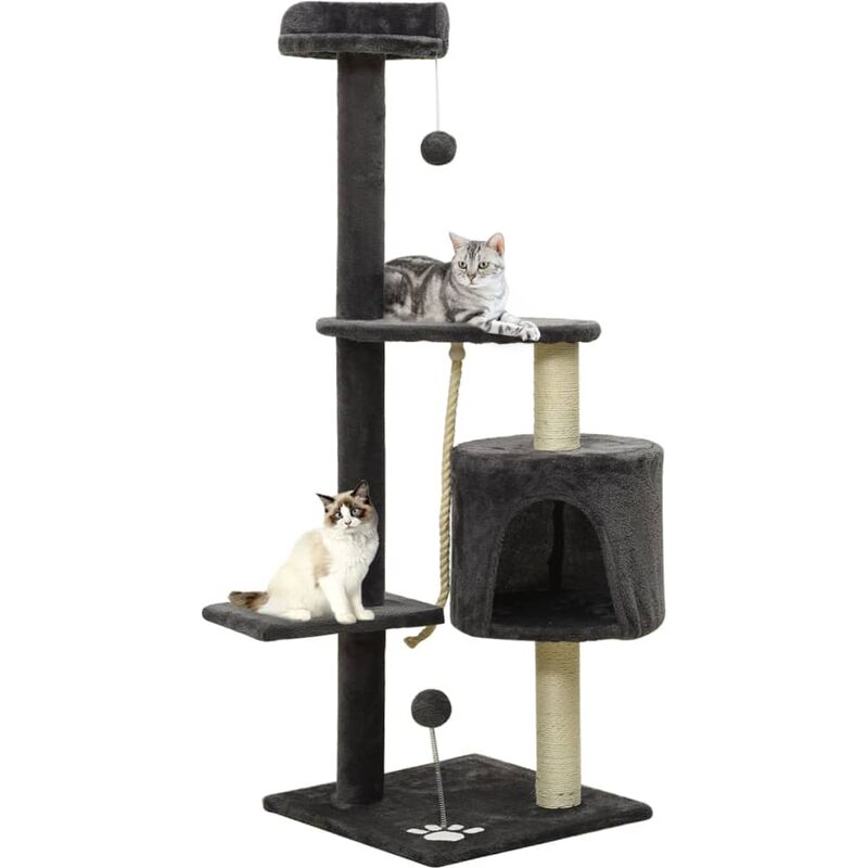 

Rascador para gatos con postes de sisal gris oscuro 120 cm