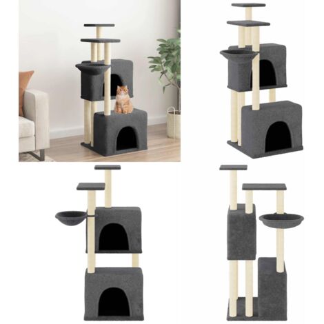 Rascador para gatos con postes de sisal gris oscuro 122 cm - Postes de sisal - Gatos