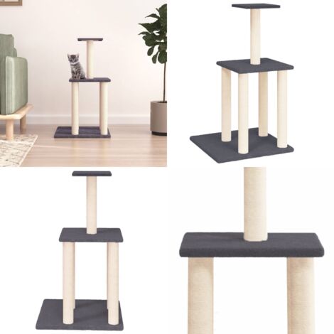 Rascador para gatos con postes de sisal gris oscuro 85,5 cm - Postes de sisal - Gatos