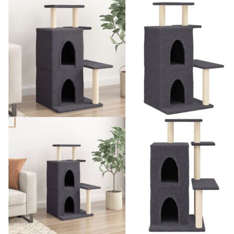 Rascador para gatos con postes de sisal gris oscuro 97 cm - Postes de sisal - Gatos