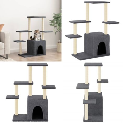 Rascador para gatos con postes de sisal gris oscuro 97,5 cm - Postes de sisal - Gato