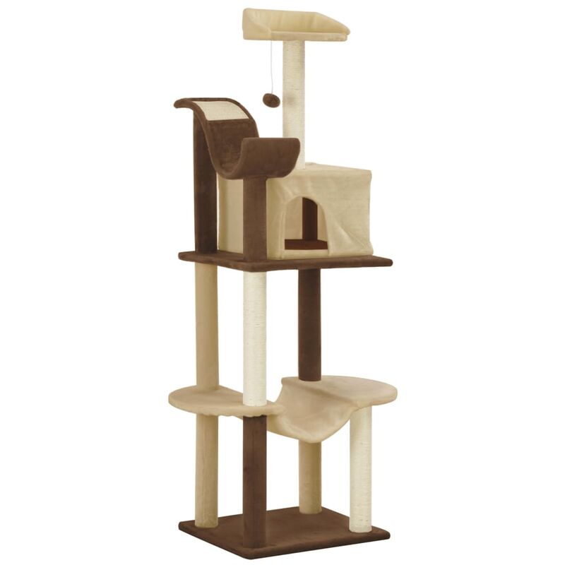 

Happyshopping - Rascador para gatos con postes de sisal marron y beige 155 cm