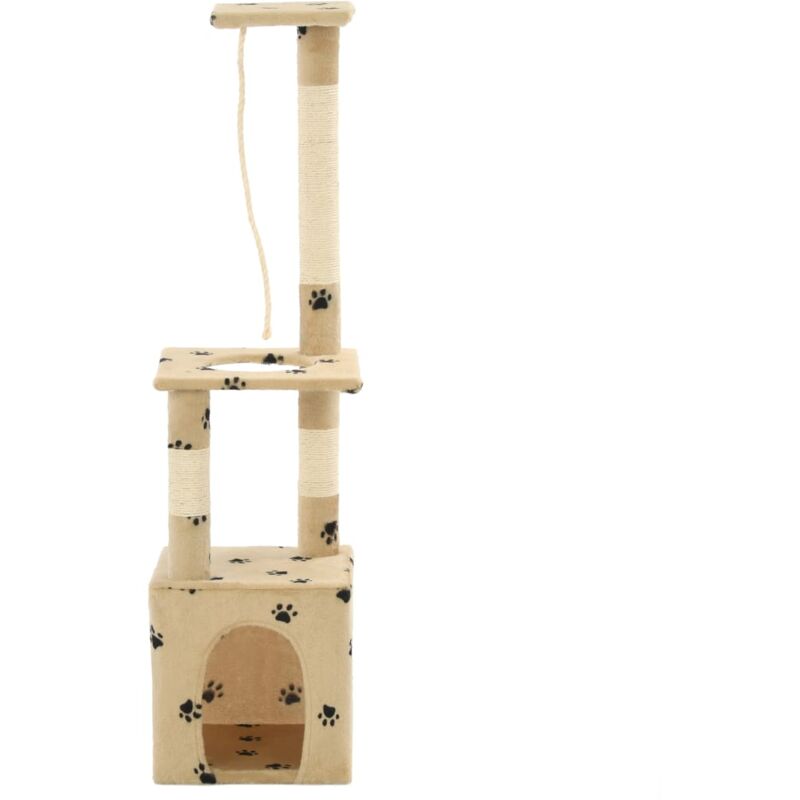 

vidaXL Rascador para gatos con postes de sisal 109 cm huellas beige - Beige