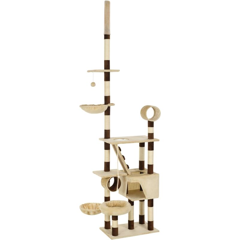 

Rascador para gatos con postes sisal 246-280 cm beige y marrón