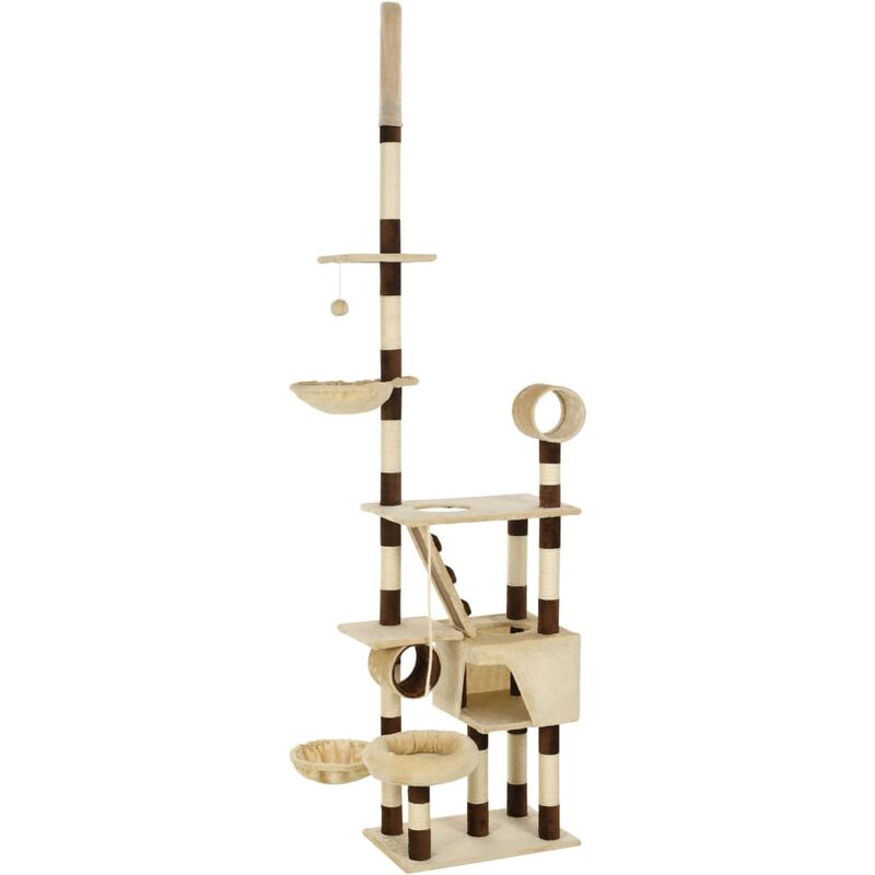 

vidaXL Rascador para gatos con postes sisal 246-280 cm beige y marrón - Beige
