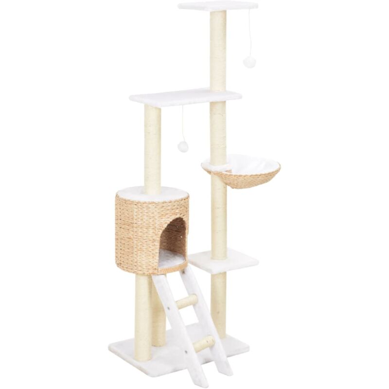 

vidaXL Rascador para gatos de hierba marina con poste de sisal - Marrón
