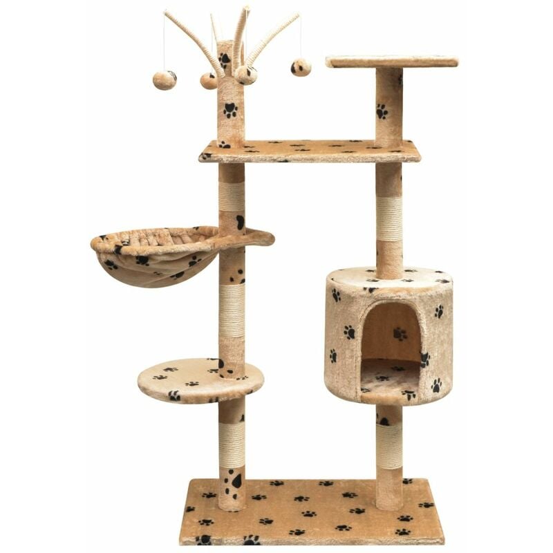 

Rascador para gatos poste rascador de sisal 125cm huellas beige