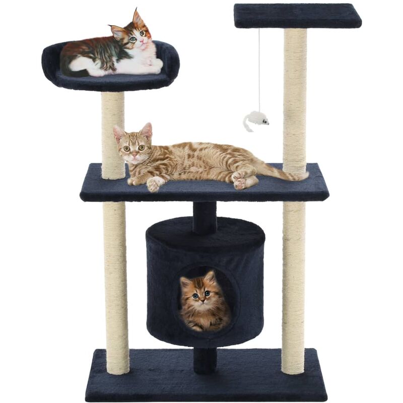 

Rascador para gatos poste rascador de sisal 95 cm azul oscuro