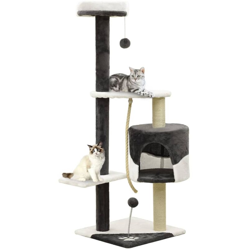 

Rascador para gatos postes de sisal gris oscuro y blanco 120 cm
