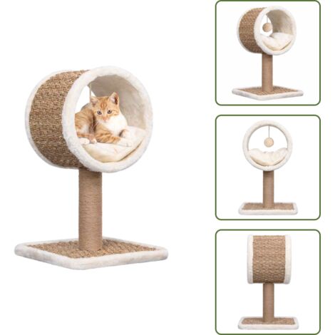 Rascador para gatos - vidaXL Árbol para gatos túnel superior y juguete hierba marina 56 cm - Juguete colgante para gatos