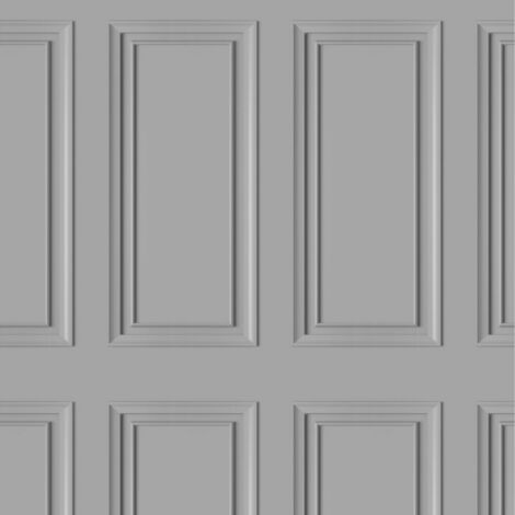 Rasch Elegant Home Design Library Light Grey Realistic Panel Effect Wallpaper
