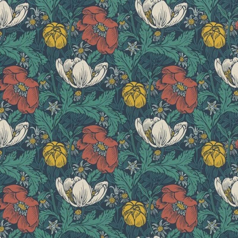 Floral Flower Red Teal Green Luxury Paste The Wall Wallpaper - Rasch