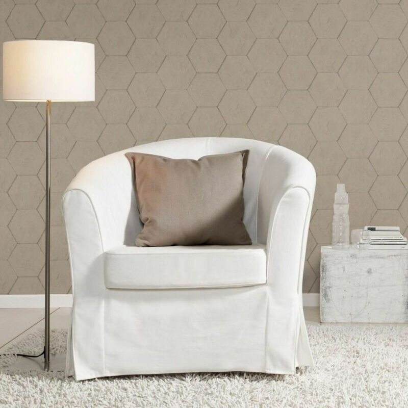 Rasch Grey Brown Wallpaper Mix Taupe Hexagon Brick Tile Wall Effect Textured