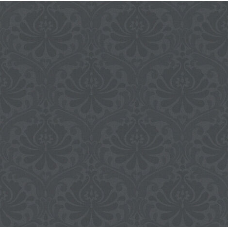 Rasch High Quality Freja Baroque Black Floral Damask Dark Wallpaper 897609