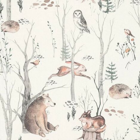 Rasch Kids Woodland Walk Wallpaper Trees Naturistic Animals Paste The Wall