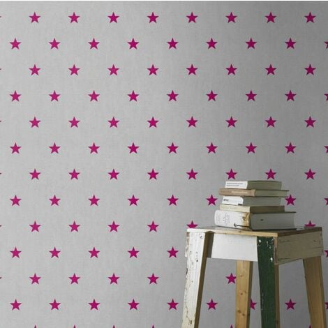 Rasch Light Grey Pink Stars Kids Children Bedroom Star Wallpaper Girls Toddler