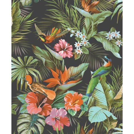 Rasch Paradise Birds Black Wallpaper 539059