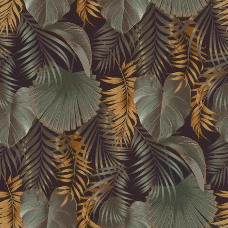 Rasch  Rhapsody  462043  Vliestapete  Botanisch  10.05 x 0.53 m  Grau  Schwarz  Gold  Wohnzimmer  Flur  Büro  Küche  Wohnräume