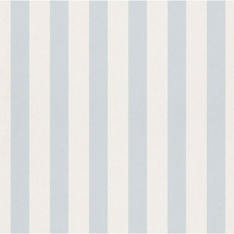 Rasch - Stripes Kids Room Light Blue and White Nursery Wallpaper - 246025