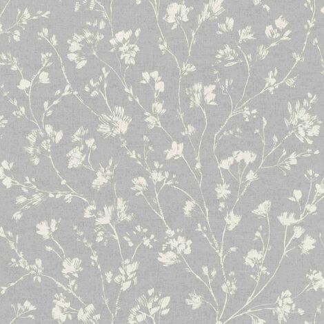 Rasch Tapete  Kollektion Freundin III  463828  Vliestapete  Botanisch  0.53 x 10.05 m  Grau  Weiß  Wohnzimmer  Flur  Büro  Küche  Wohnräume
