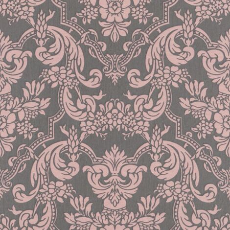 Rasch Vliestapete 570649 Trianon XIII ornament grau-rose, 10,05 x 0,53 m Vliestapeten