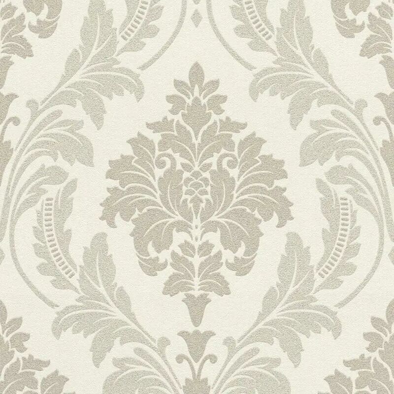 Rasch - Glitter Damask Cream Beige Wallpaper Textured Paste The Wall Blown Vinyl