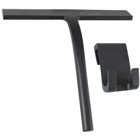 Raschietto per il bagno, 28x22x3cm, con supporto a parete, silicone, nero