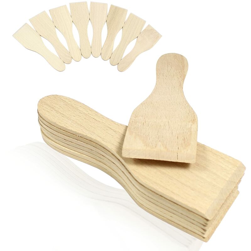 Image of Raschietto per raclette in legno, set da 8 pezzi, 13 cm, 8 pezzi, spatole in legno di faggio per raclette, padelle, rastrello raclette