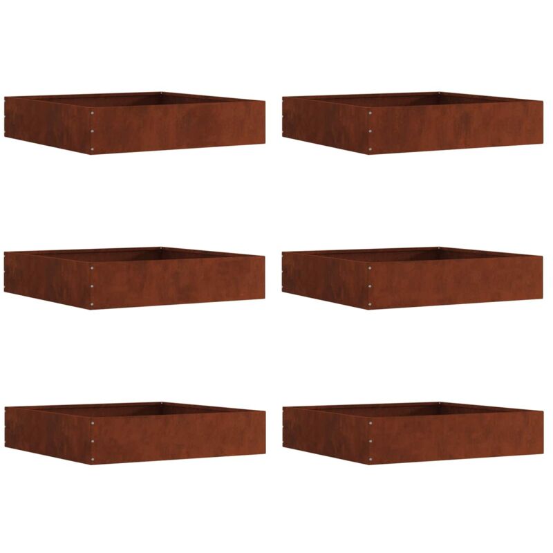Raseneinfassung 6 Pcs Rostig 60 X 60 X 13 Cm Wetterfeststahl Vidaxl
