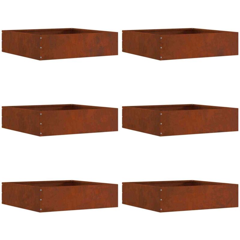 Raseneinfassung 6 Pcs Rostig 50 X 50 X 13 Cm Wetterfeststahl Vidaxl