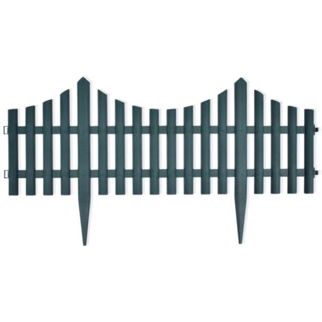 17x Gartenzaun Beeteinfassung Beetumrandung Mähkante Rasenkante Rasenbegrenzung Beetabgrenzung Zierzaun Palisade 10m Weiß/Braun/Grün