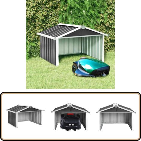 Rasenmäher Garage 92x97x63 cm Verzinkter Stahl Anthrazit - Mähergarage - Robotermäherschuppen - Stahlausstattung - Wetterfest - Anthrazit