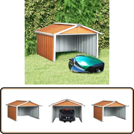 Rasenmäher Garage 92x97x63 cm Verzinkter Stahl Braun - Mähergarage - Robotermäherschuppen - Stahlausführung - Gartenhäuschen - Wetterfest