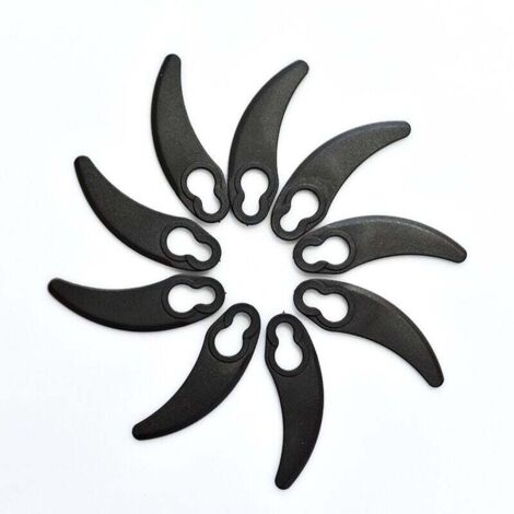 Rasenmäherklingen aus Kunststoff, klein, halbmondförmig, für Challenge 1100 W Hover, schwarz, 9 Stück