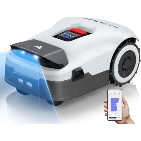 Rasenmähroboter ANTHBOT Genie 600 , automatischer Mähroboter ohne Begrenzungskabel, mehrere zonnen，RTK + 4K +3D Vision, Auto-Kartierung, Empf. 900m², Schnitthöhe 30-70 mm, 45% Steigung,APP